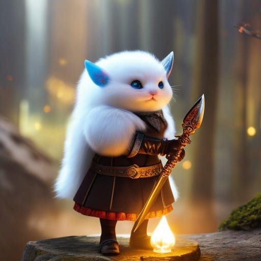 Cute Rabbit as King Arthur with Excalibur