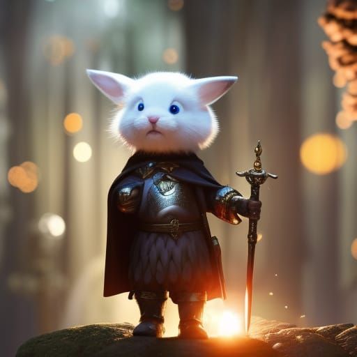 King Arthur Rabbit with Excalibur in Festive Scene