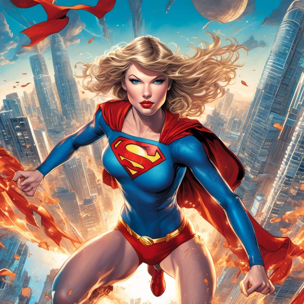 Celebrity as Supergirl in Comic Book Art Style