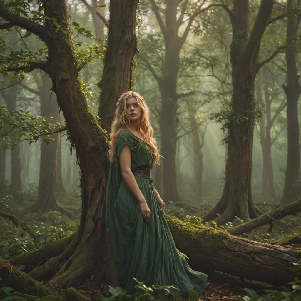 Ethereal Forest Scene in Digital Matte Painting Style