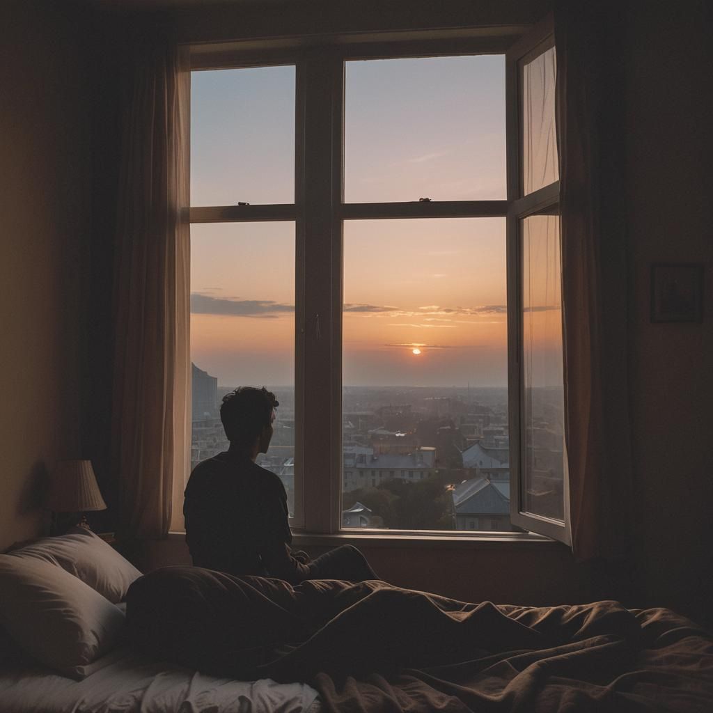 Silhouette at Sunrise: Cinematic Film Still