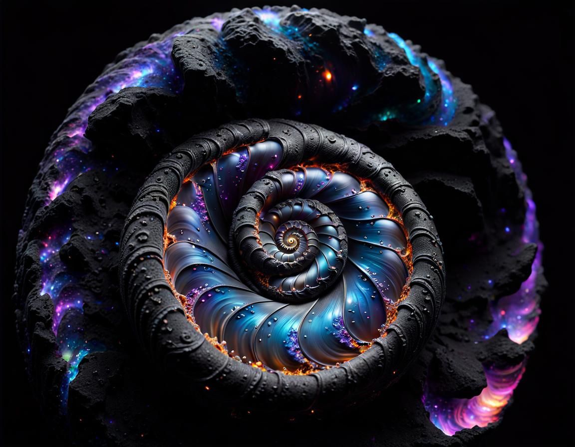 Fluorescent Spiral Galaxy on Lava Rock