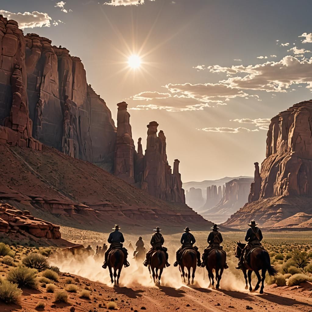 Silhouetted Riders in the American West