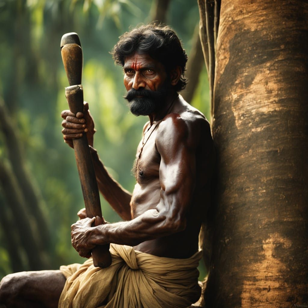 Muscular Indian Man in Kerala Landscape