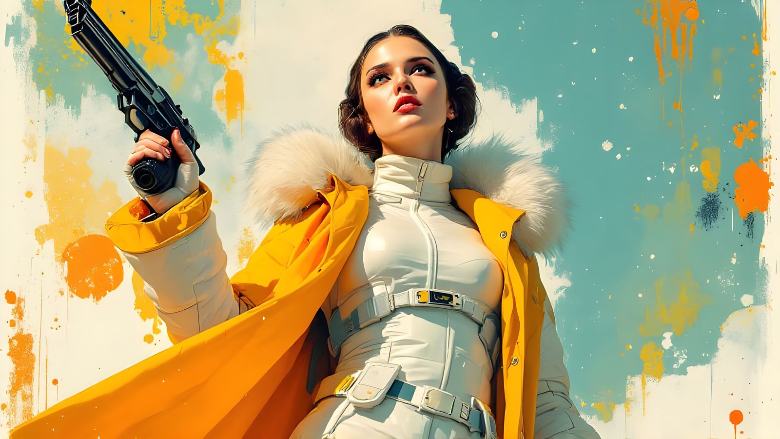 Princess Leia in Dynamic Art Deco Street Art Fusion