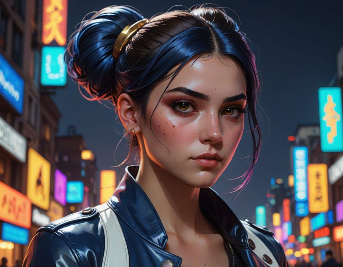 Teenage Girl Portrait in Vibrant Triadic Colors