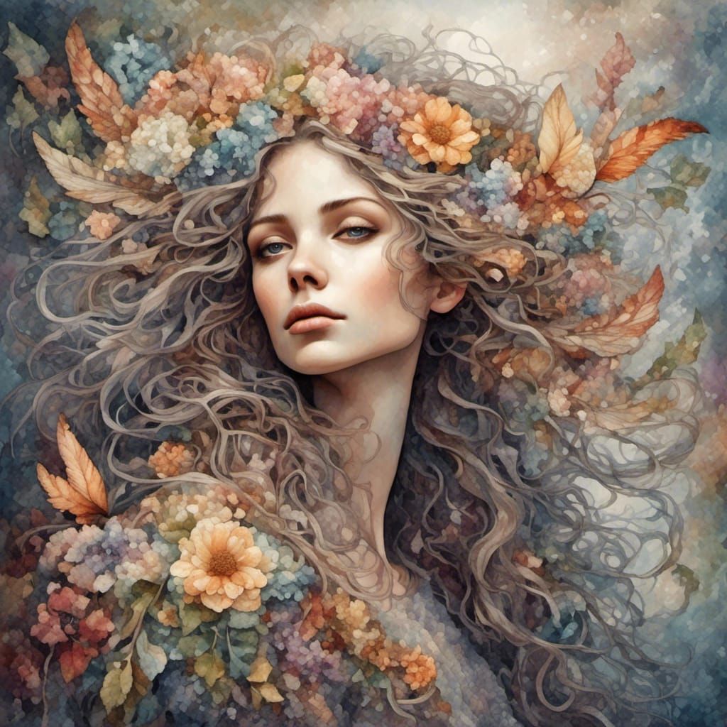 Floral Wings: Surreal Portrait in Ethereal Colors