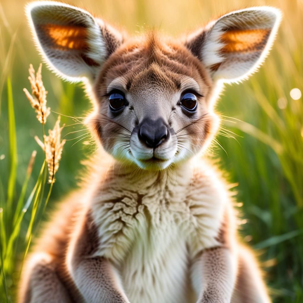 Baby Kangaroo in Meadow: Wildlife Photography