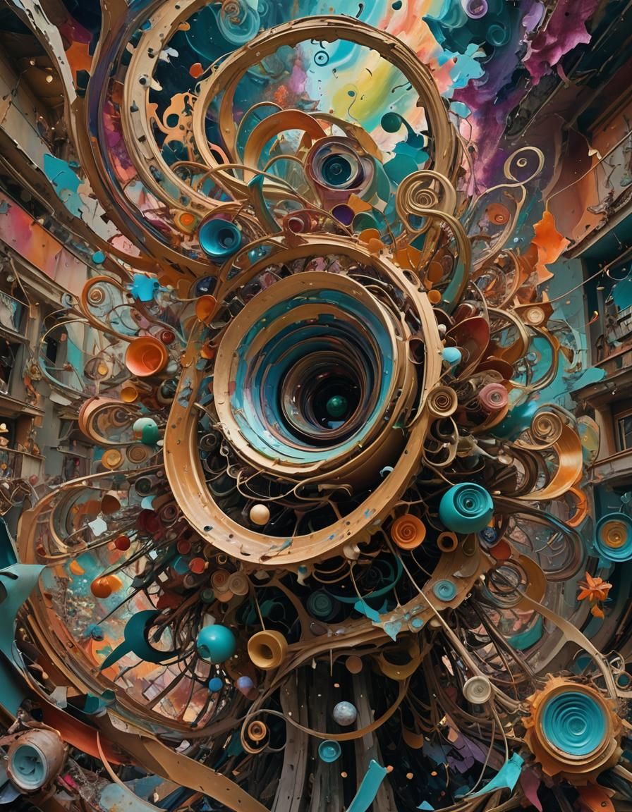 Surreal Vortex of Decay and Growth in Dreamlike Style