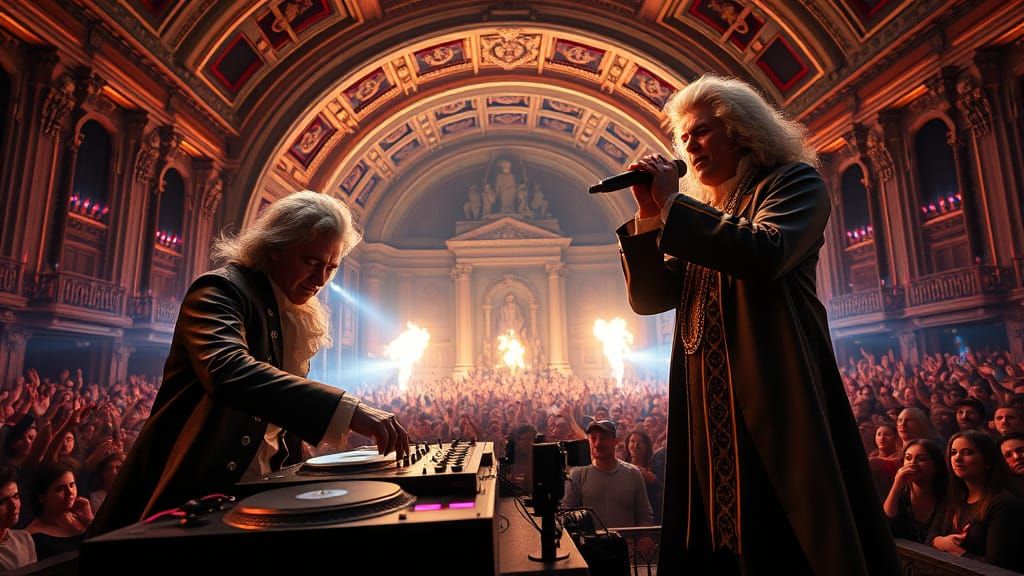 Classical Legends Rock the Concert Hall in a Cyberpunk Aesth...