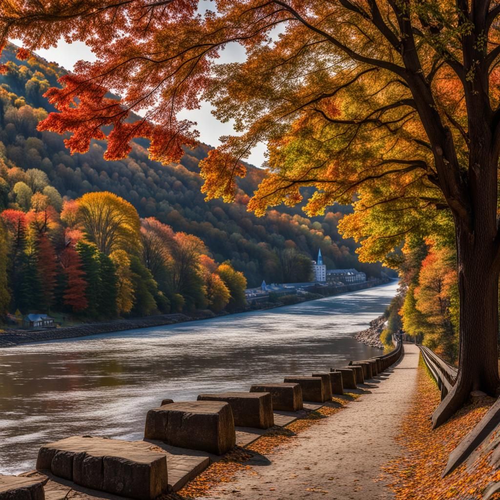 Harper's Ferry in Autumn: Photorealistic 8K Panorama