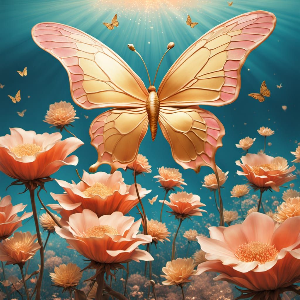 Surreal Floating Islands with Giant Flowers in Pastel Colors