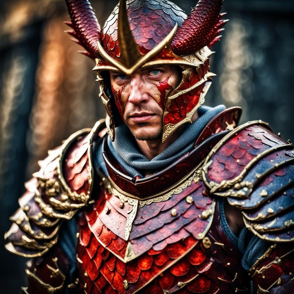 Battle-Hardened Warrior in Red Dragon Scale Armor