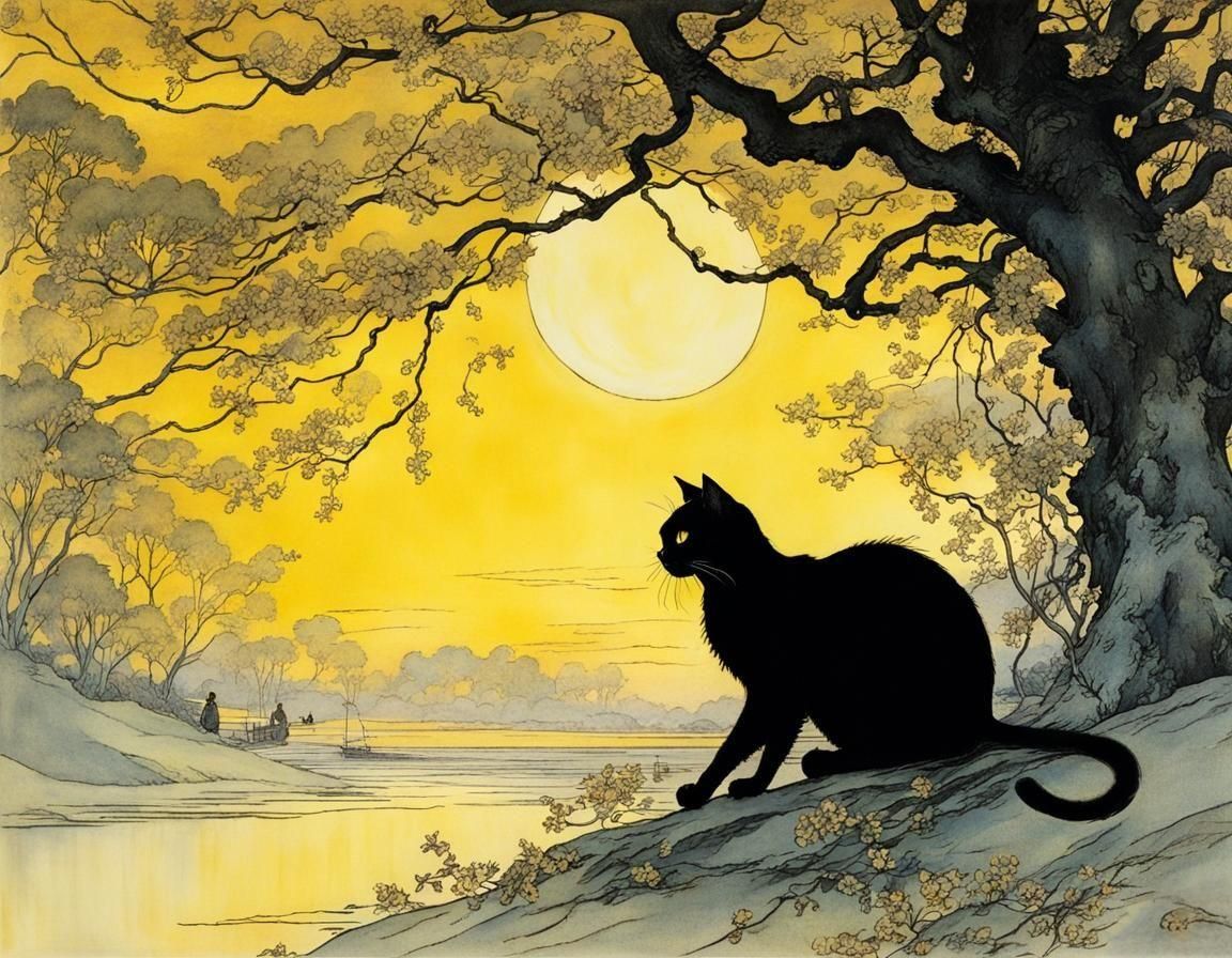 Black cat and mikado yellow