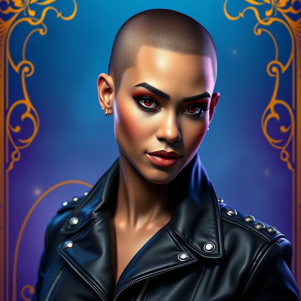 Confident Portrait with Art Nouveau Flair