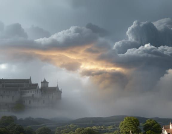 Thunderstorm Over English Town: Dramatic Digital Painting