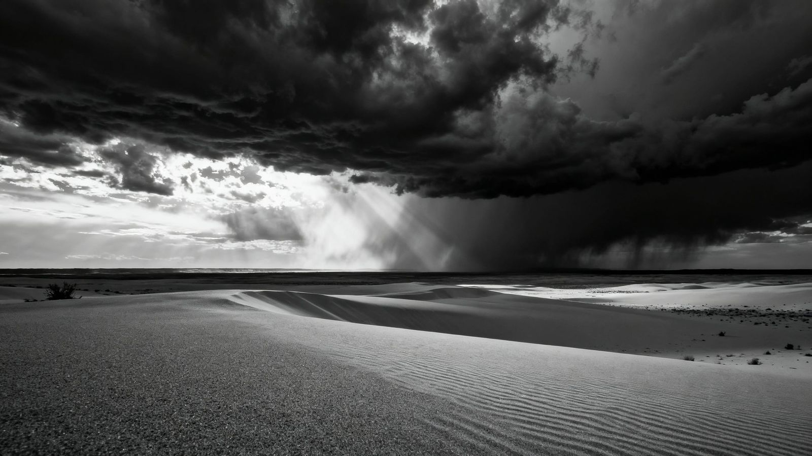 Atmospheric Black and White Desert Landscape