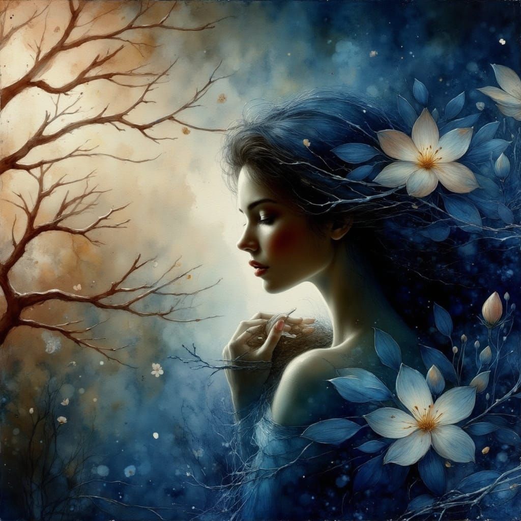 Dreamy Woman in Whimsical Woodland