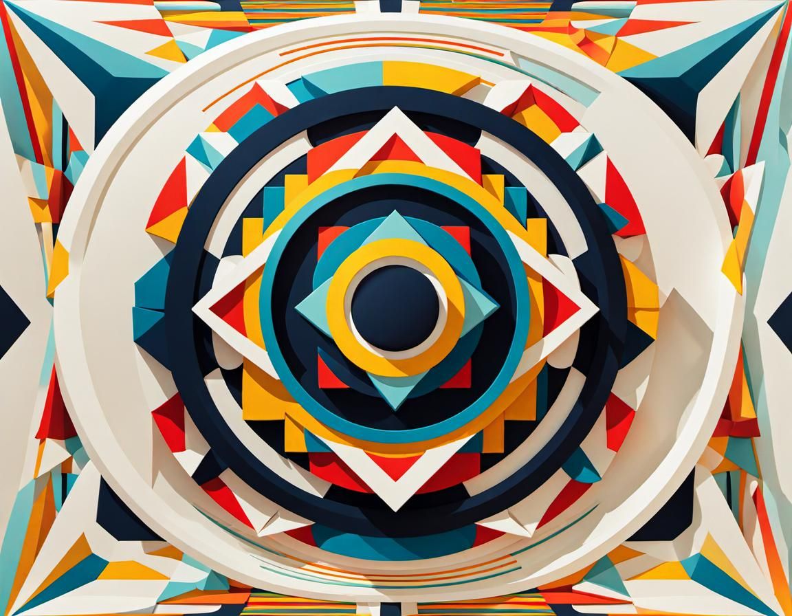 Psychedelic Cubist Abstract Art in Geometric Fauvism