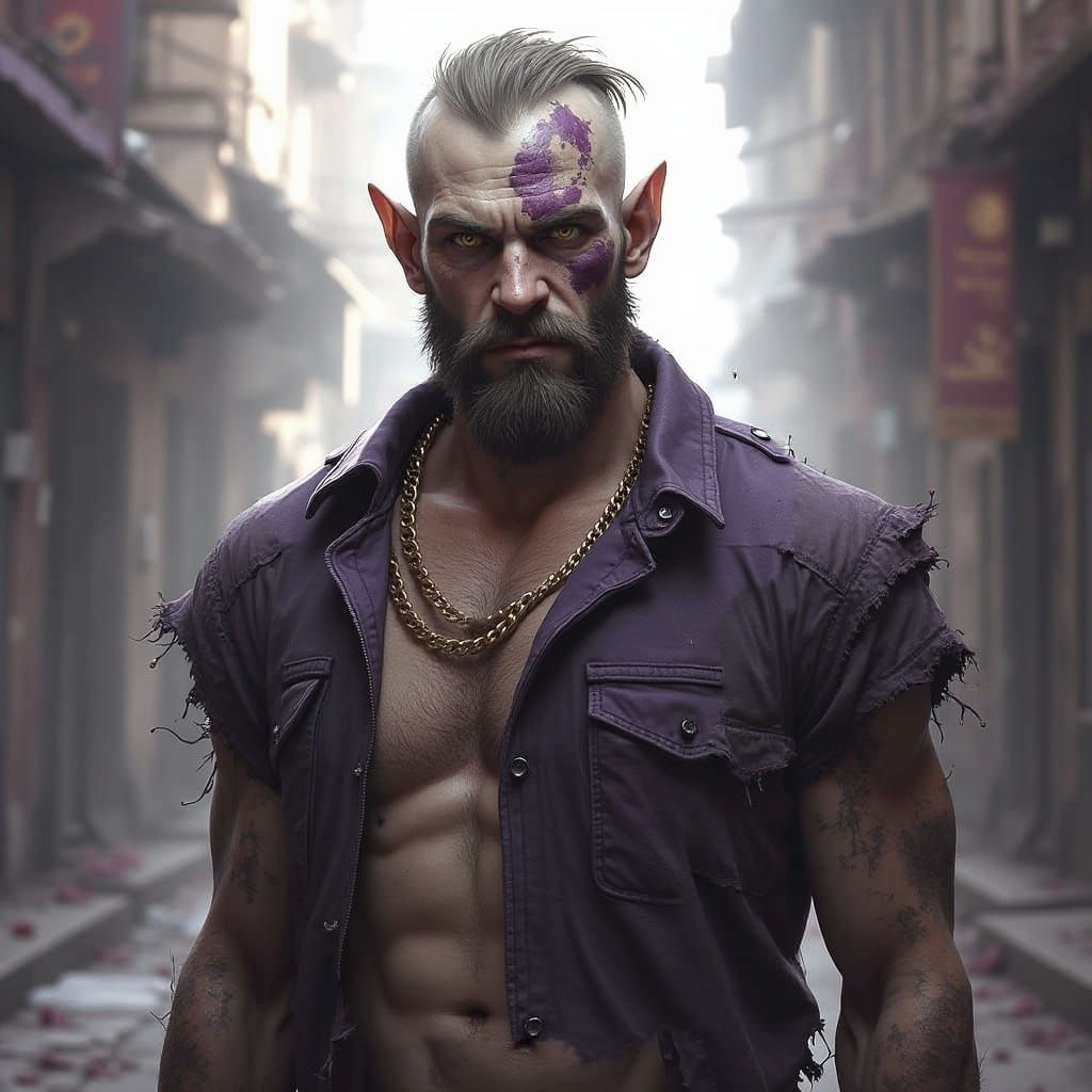 Aasimar Street Brawler in Dark Fantasy Style