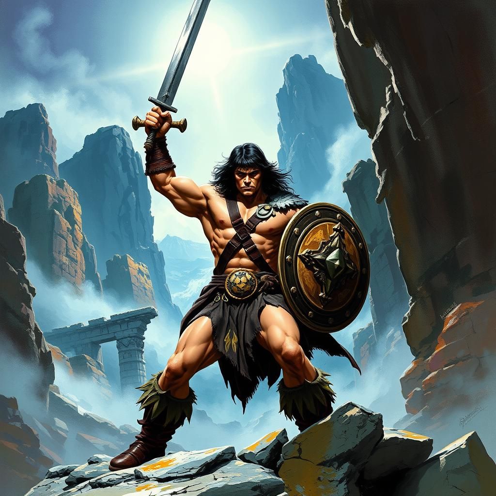 Conan the Barbarian in Frazetta-Inspired Doodle Art
