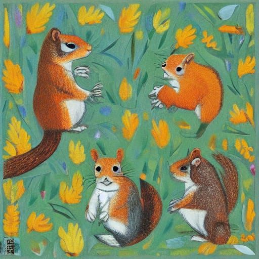 Whimsical Woodland Scene in Impressionist Style