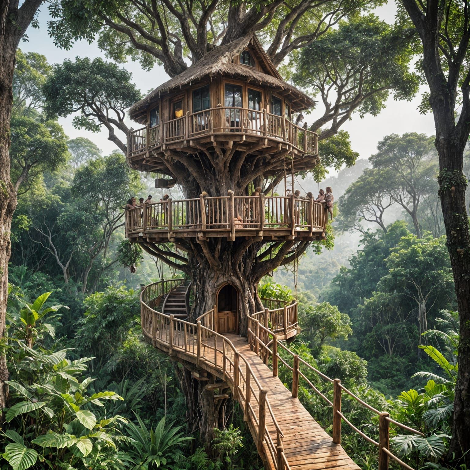 Detailed Jungle Treehouse Adventure Scene