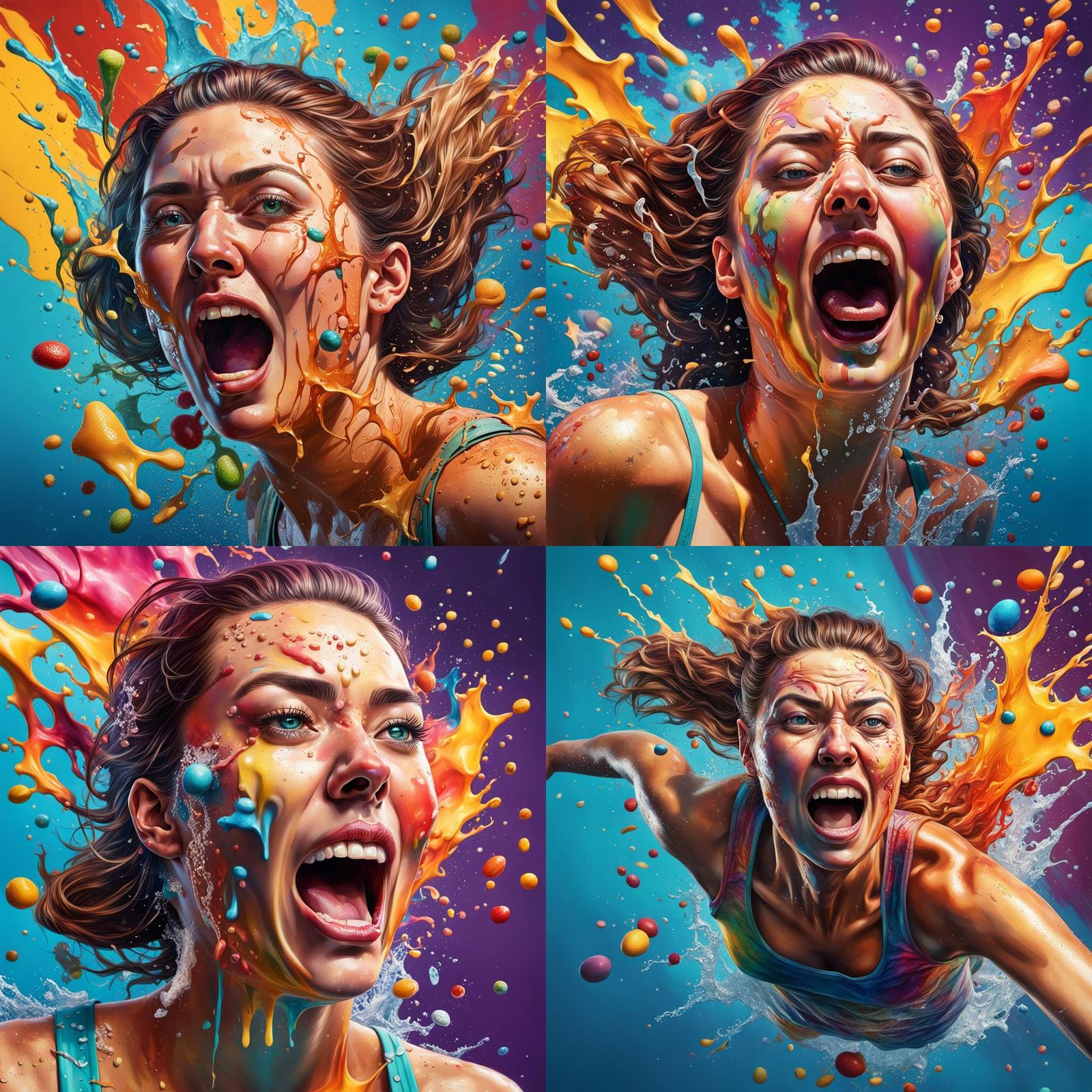 Hyperrealistic Young Woman's Thrilling Life