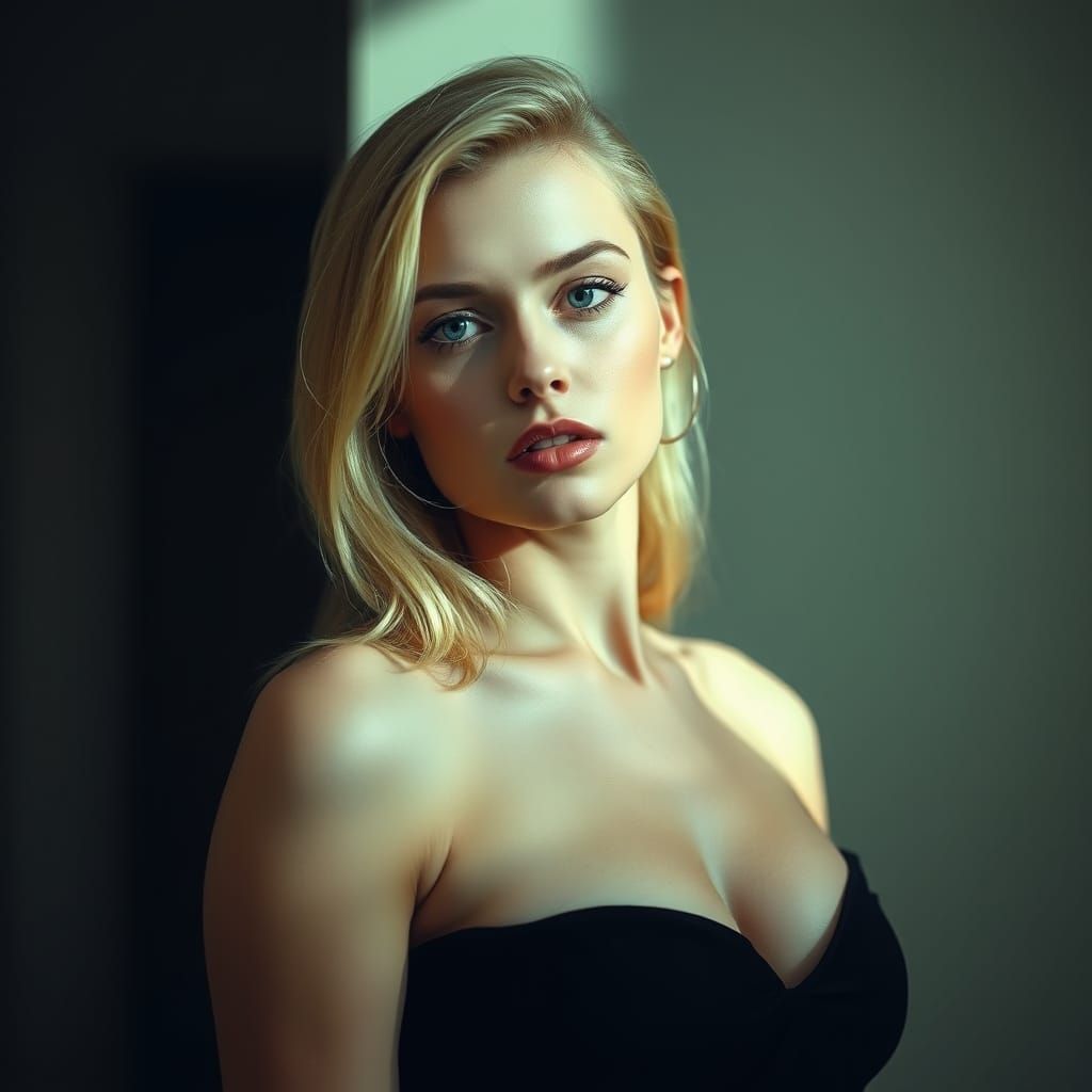 Elegant Blonde Woman Portrait in Cinematic Style