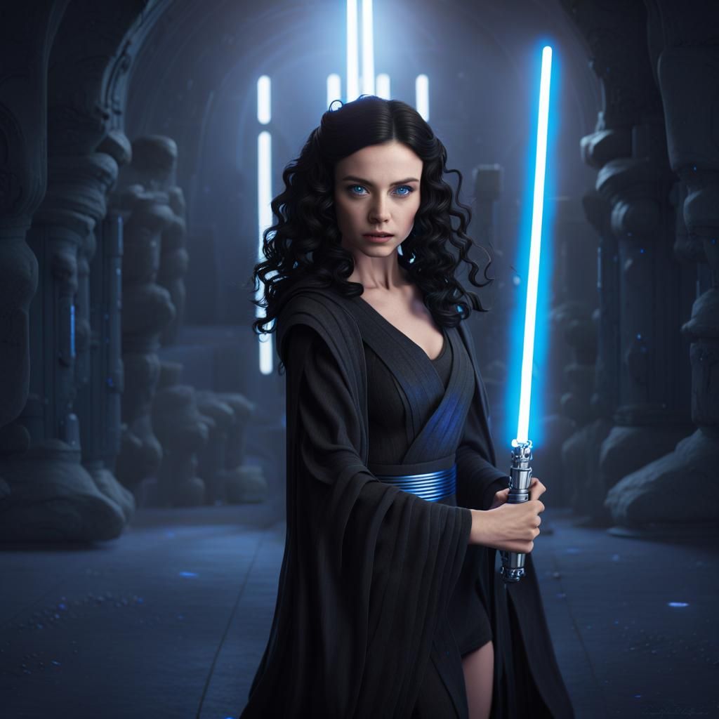 Female Jedi Master Teaching Apprentice, Detailed Digital Art