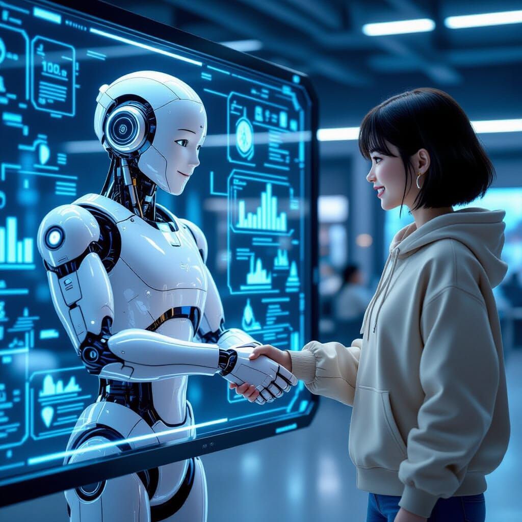 Robotic Handshake: Harmony of Technology and Humanity in Ani...