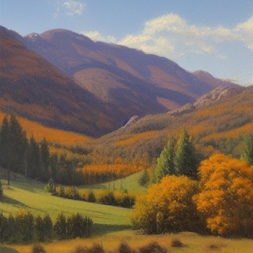 Autumn Landscape in Oil Painting Style
