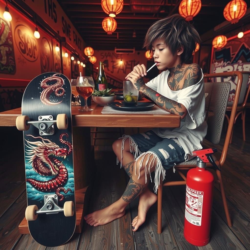 Young Woman Performs Bright Pink Skateboarding Trick in Vibr...