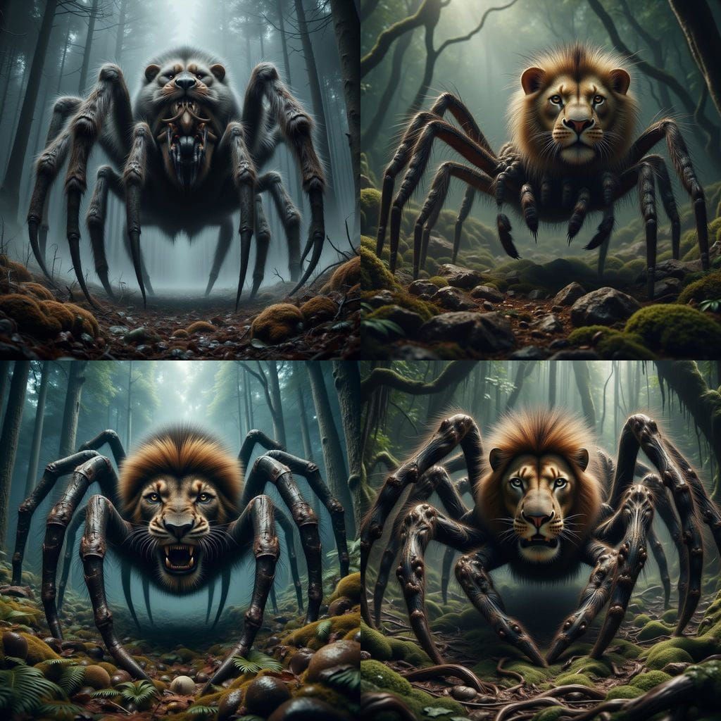 Lion-Spider Hybrid in Super-Hyperrealism Style