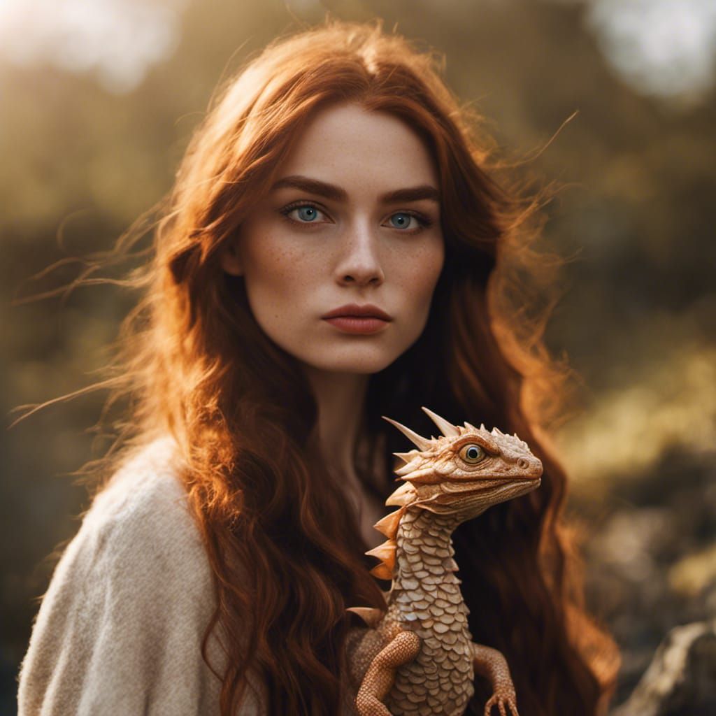 Irish Woman's Selfie with Fiery Dragon Portrait