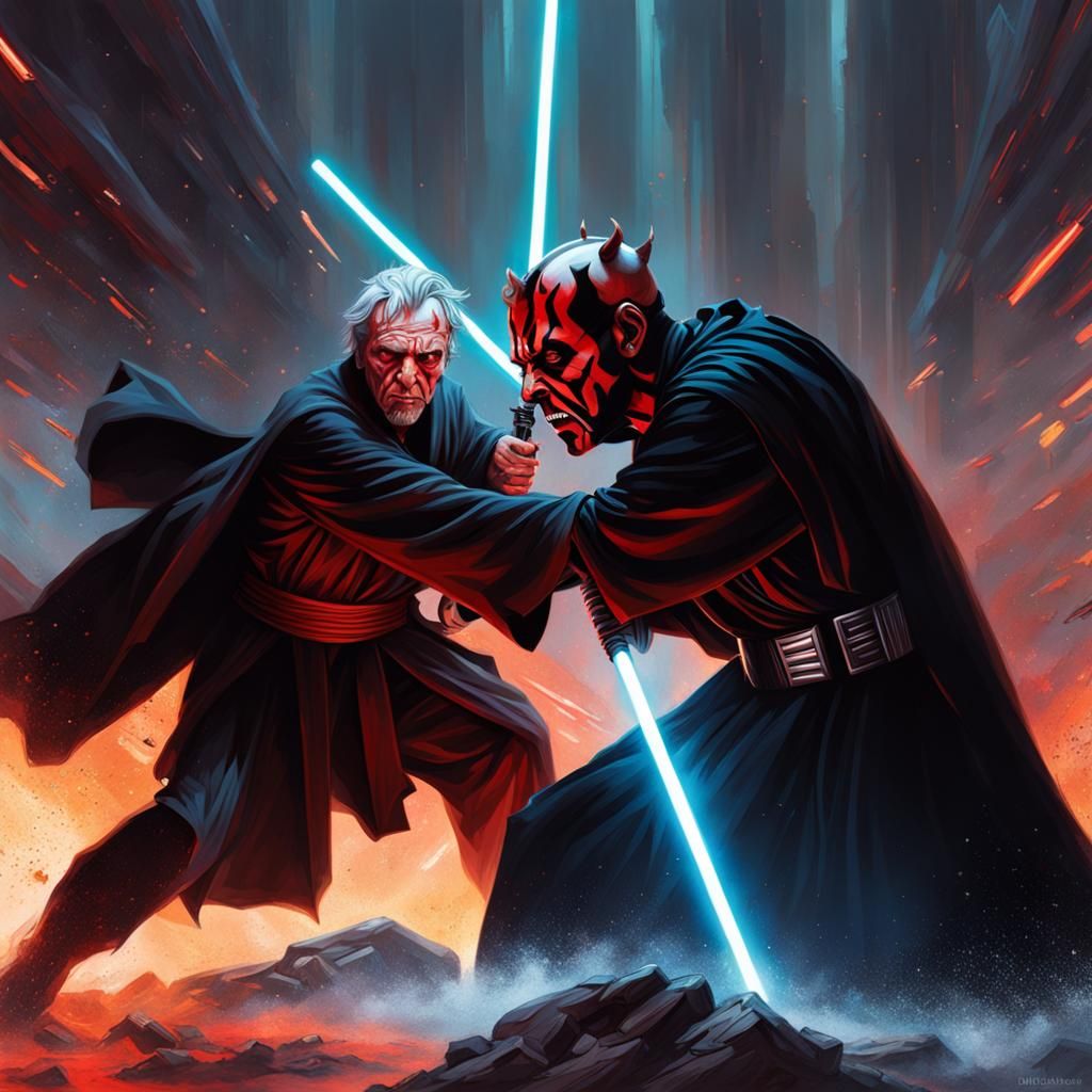 Darth Maul and Jedi Luke Defeat Palpatine
