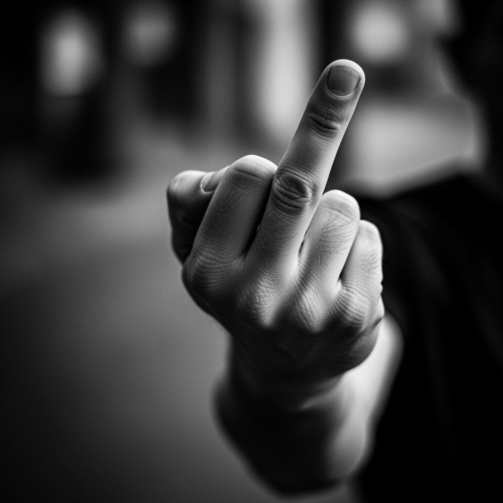 Gritty Black and White Hand Gesture Photograph