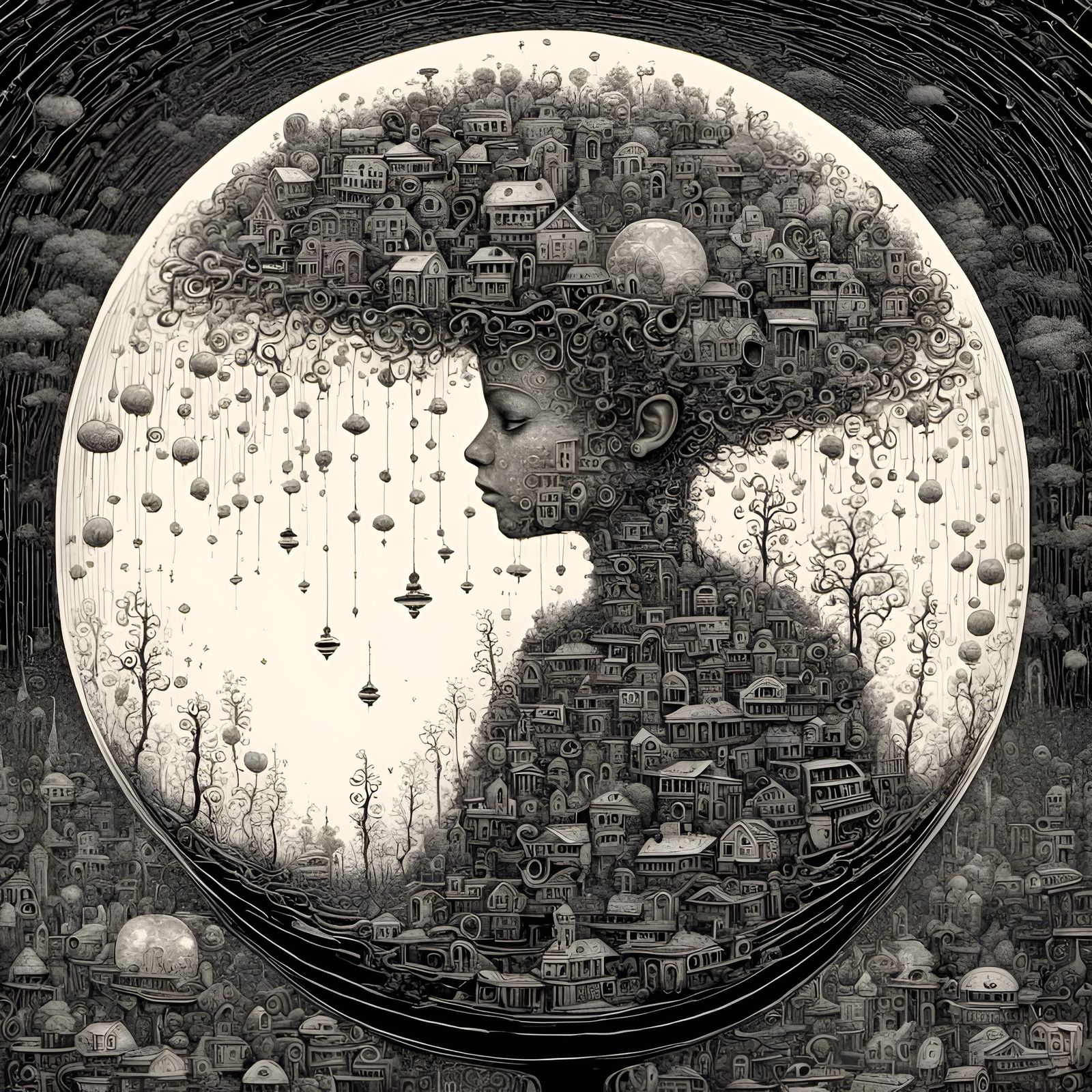 Civilians in Robotic Face as Abstract Line Art