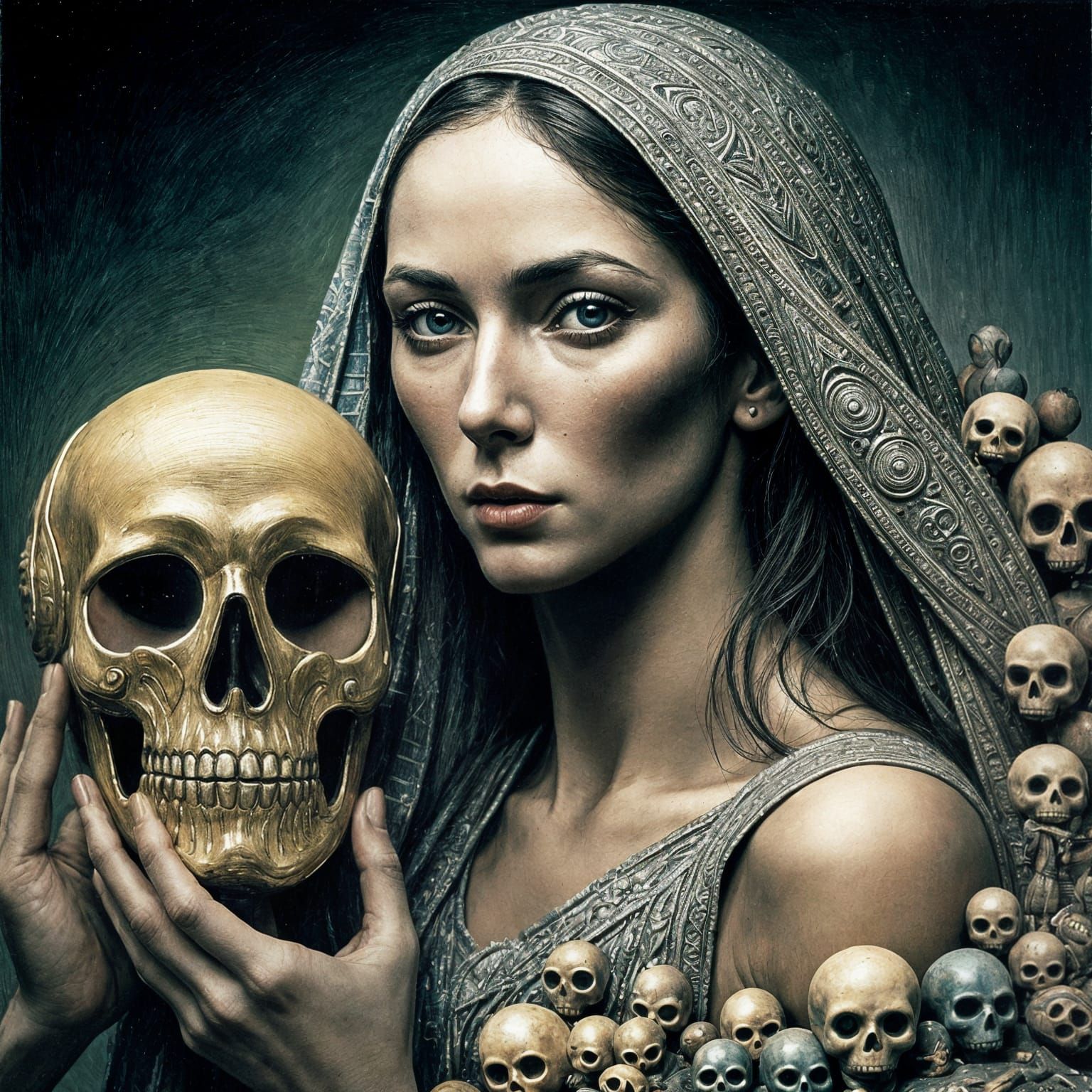 Surrealist Portrait of a Woman at Table