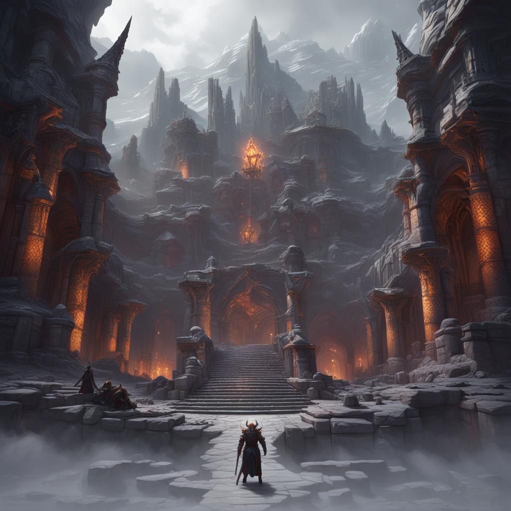 Tiefling Character Art in White Color Scheme