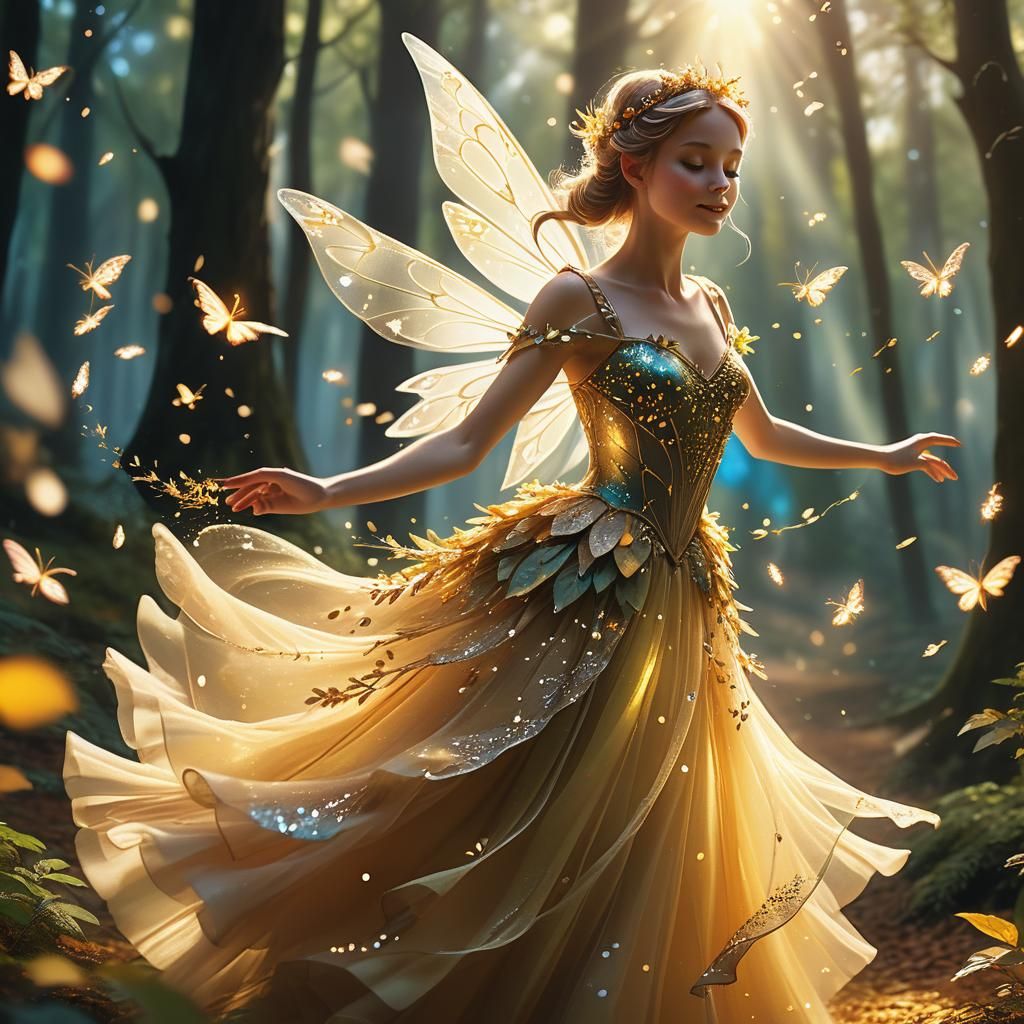 Fairy Spins in Forest Clearing: Digital Matte Painting