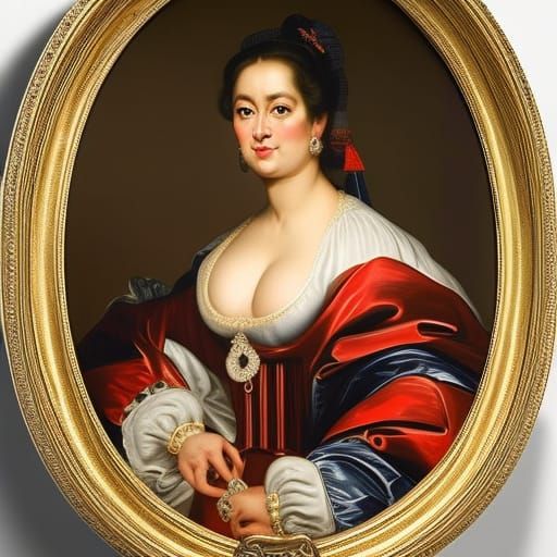 Voluptuous Woman in Baroque Style Portrait