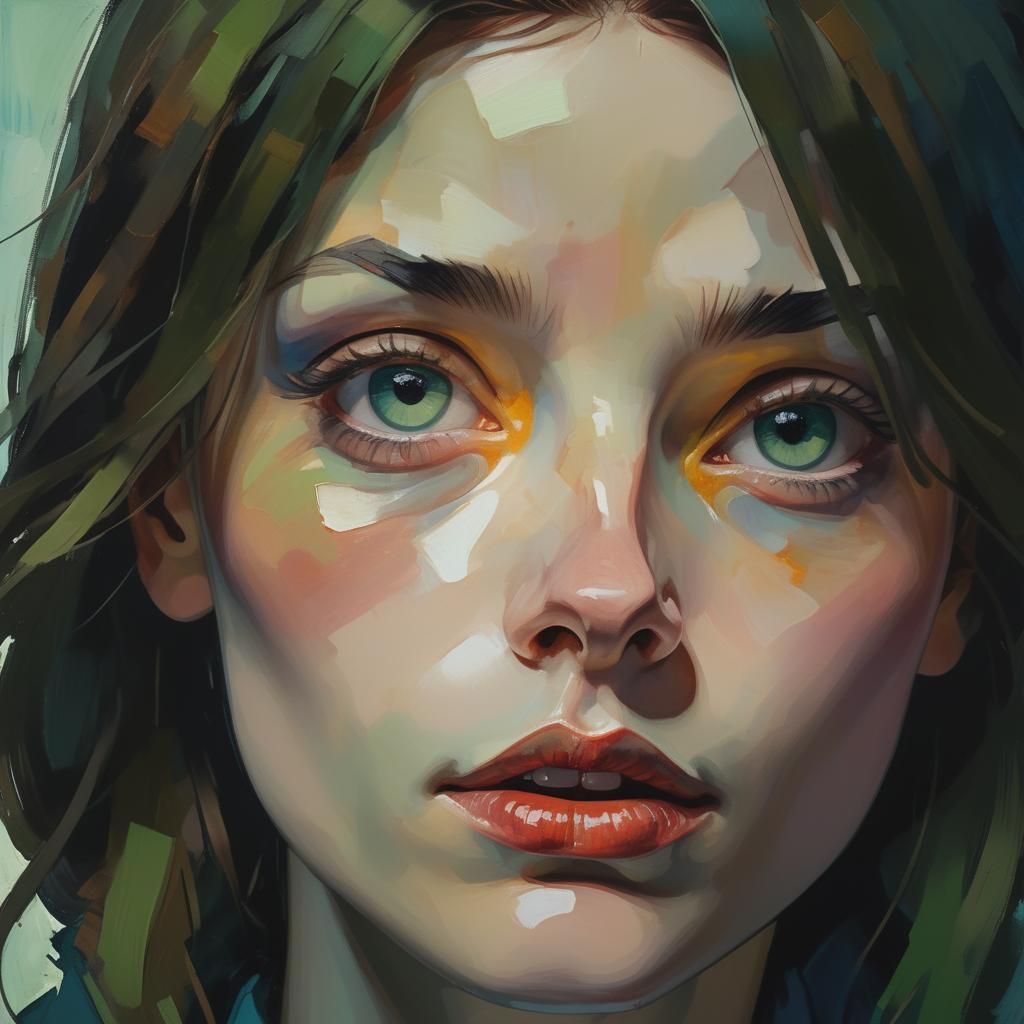 Vibrant Expressionist Portrait with Dramatic Lighting