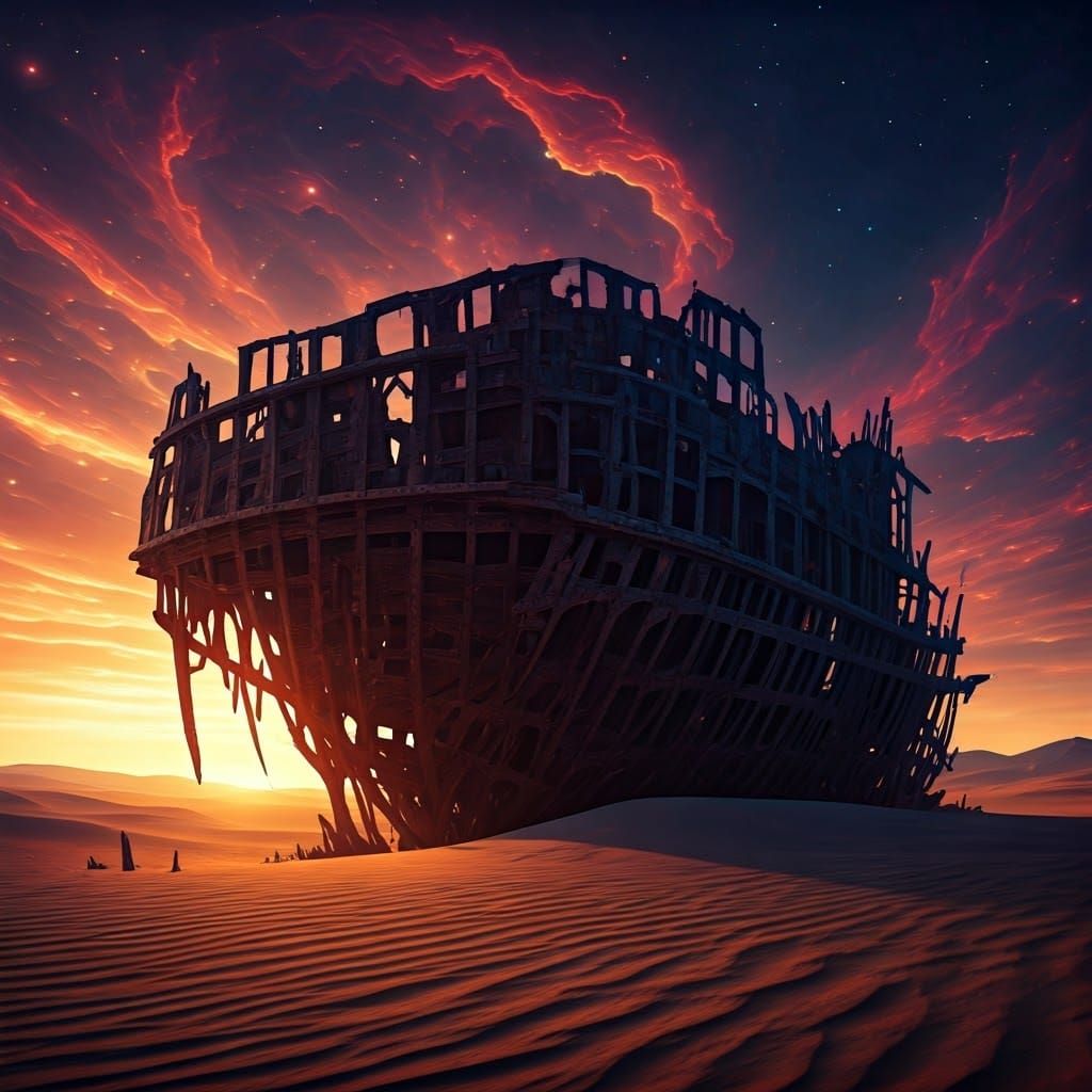 Alien Desert Shipwreck in High Resolution