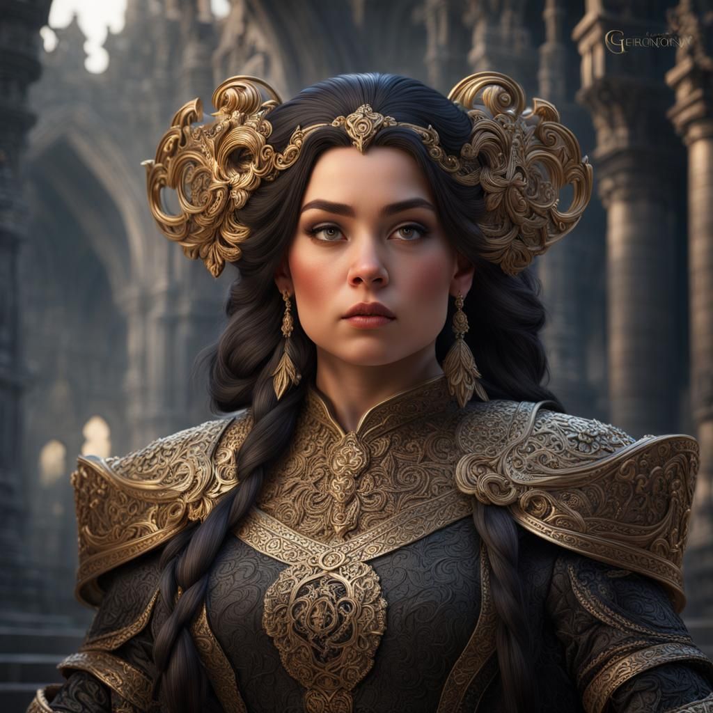 Elegant Dwarf Woman: Detailed Digital Portrait