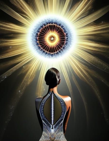 Elegant Galaxy Woman in Botanical Art