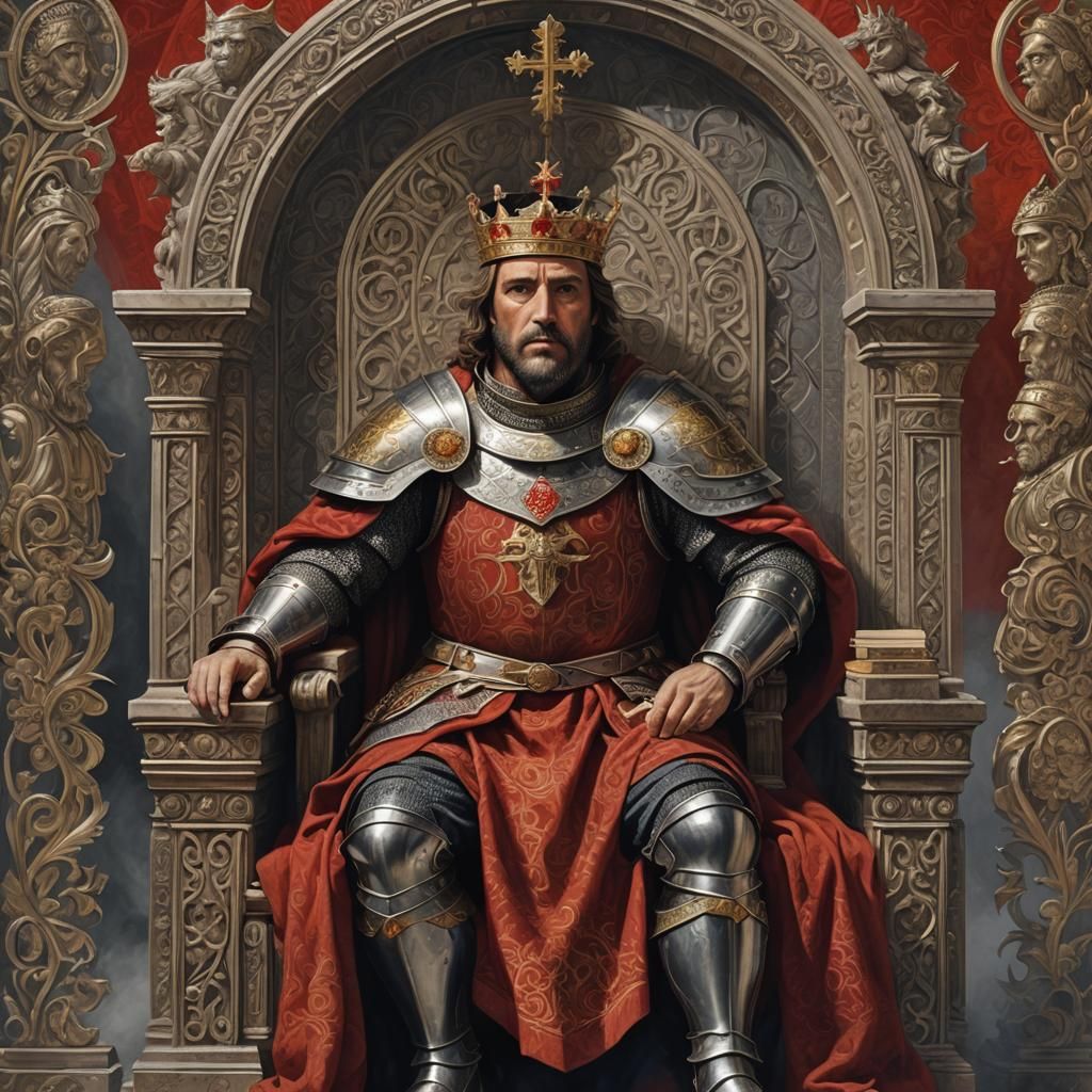 King Richard Lionheart on His Throne: Detailed Mixed Media