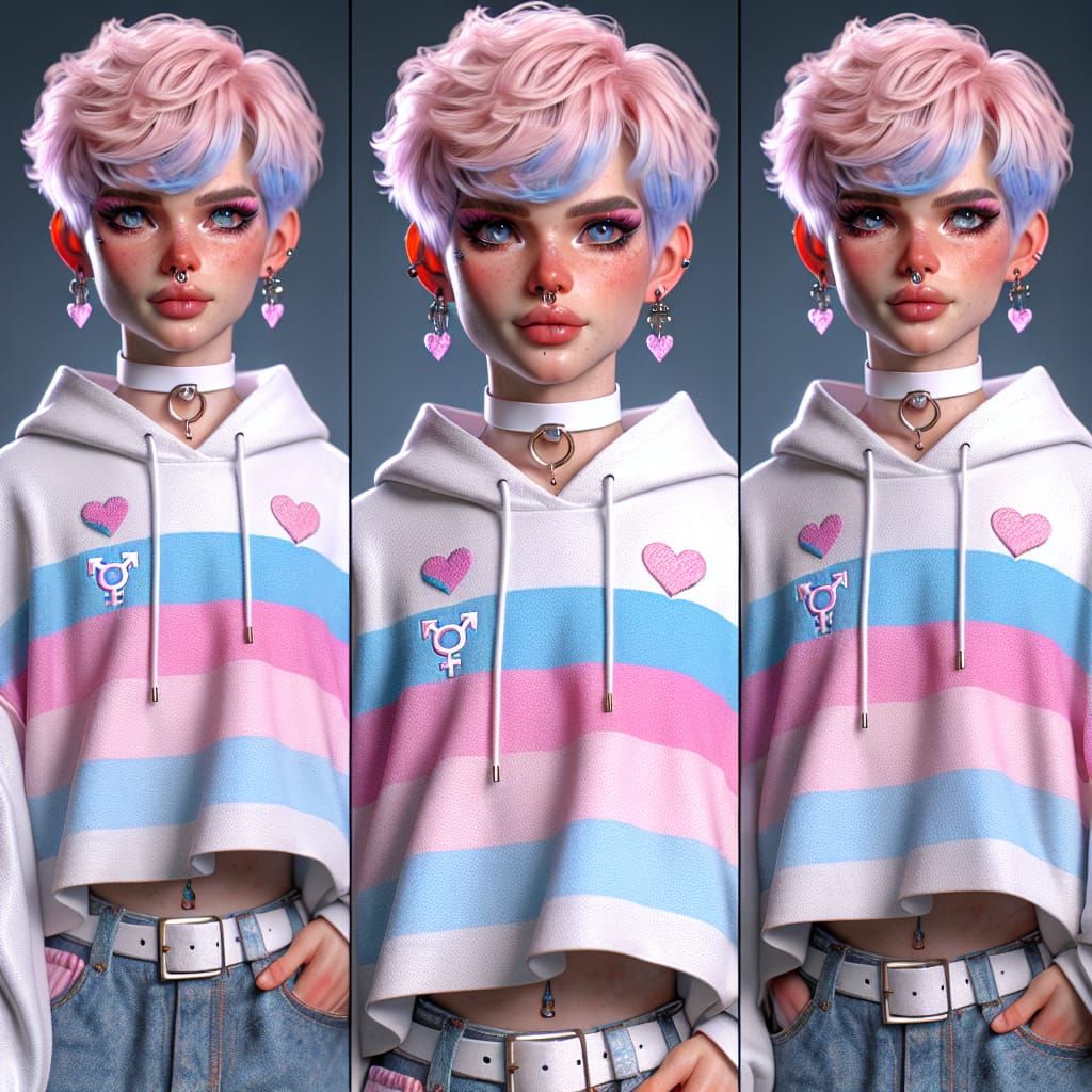 Fantasy Art: Young Man with Trans Pride Aesthetic