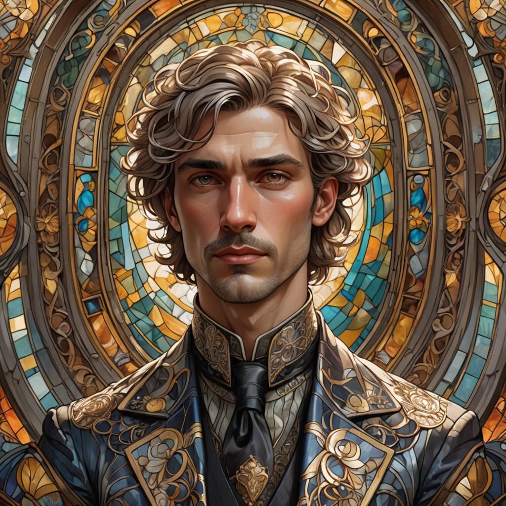 Art Nouveau Portrait of Handsome Man