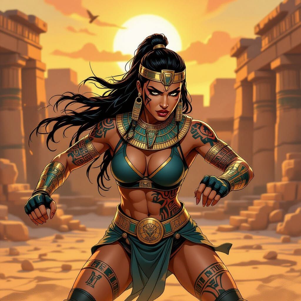 Egyptian Tattooed Wrestler in Gladiatorial Arena